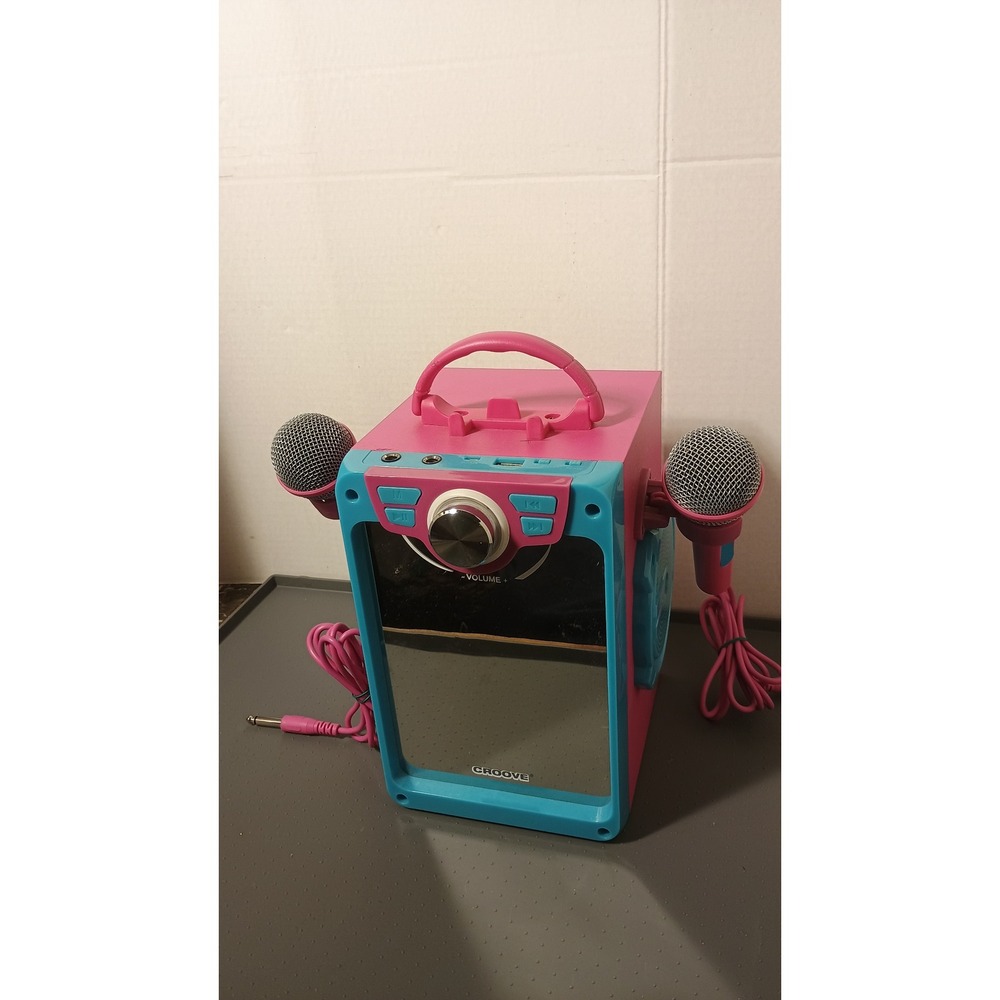 Croove Pop Box Karaoke Kids One Size Pink Excellent CR-2706 Dual Mic LED Light